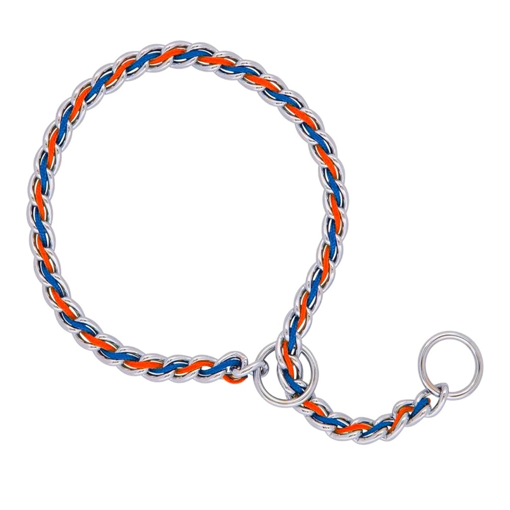 Terrain D.O.G. • Blue & Orange 3.5mm Chain Slip Collar - 20” - Picture 1 of 11